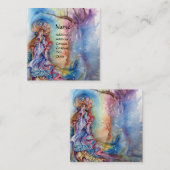 Dame van het meer, magie en mysterie ,Blue Fantasy Vierkante Visitekaartje (Voorkant / Achterkant)