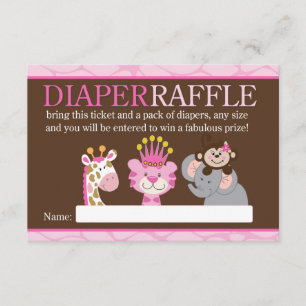Dame van het Oerwoud Baby shower Diaper Raffle Car Informatiekaartje