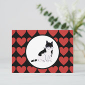 Dame van het rode hart, zwart wit bedankkaart (Staand voorkant)