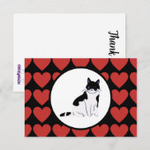 Dame van het rode hart, zwart wit bedankkaart (Voorkant / Achterkant)