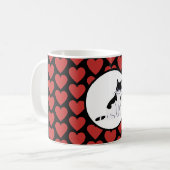Dame van het rode hart, zwart wit koffiemok (Voorkant links)