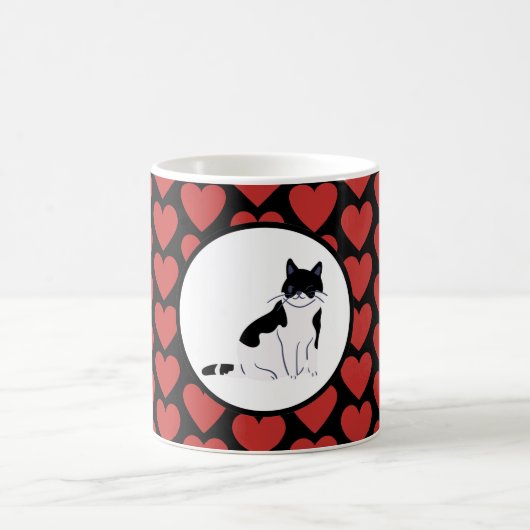 Dame van het rode hart, zwart wit koffiemok (Center)