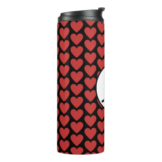 Dame van het rode hart, zwart wit thermosbeker (Gedraaid links)