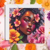  dame van kleur roze bloemen gepersonaliseerd kaart