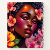  dame van kleur roze bloemen gepersonaliseerd notitieboek (Achterkant)