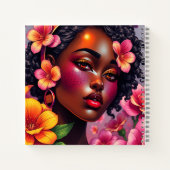 dame van kleur roze bloemen gepersonaliseerd notitieboek (Achterkant)