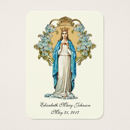 Dame van Knock Baptism Christening Herdenking Kaar Visitekaartje (Voorkant)