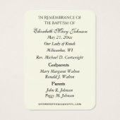 Dame van Knock Baptism Christening Herdenking Kaar Visitekaartje (Achterkant)