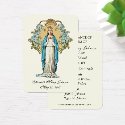 Dame van Knock Baptism Christening Herdenking Kaar Visitekaartje (Bureau)