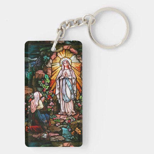 Dame van Lourdes Acrylische Sleutelhanger (achterkant)