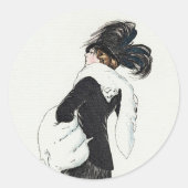 dame van Mode, Haute Couture Fur Coat Ronde Sticker (Voorkant)