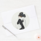 dame van Mode, Haute Couture Fur Coat Ronde Sticker (Envelop)