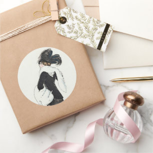  dame van Mode, Haute Couture Fur Coat Ronde Sticker