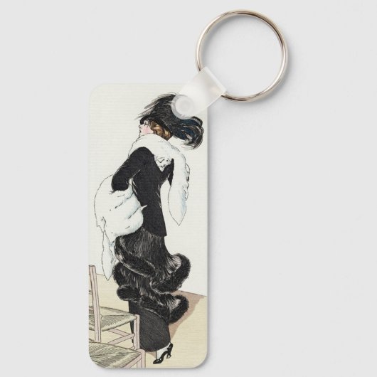  dame van Mode, Haute Couture Fur Coat Sleutelhanger (Achterkant)