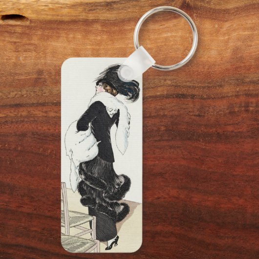  dame van Mode, Haute Couture Fur Coat Sleutelhanger (Achterkant)