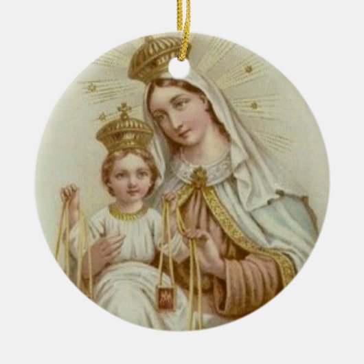 Dame van Mt. Carmel met de Baby Jezus Keramisch Ornament (Voorkant)