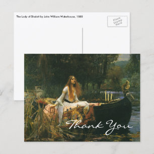Dame van Shalott op boot door John William Waterho Briefkaart
