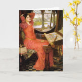 Dame van Zitting Shalott bij Haar Bureau Kaart (Gele Bloem)