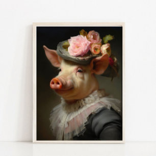 Dame Varken Vintage Portret, Victoriaans Dierenpor Poster