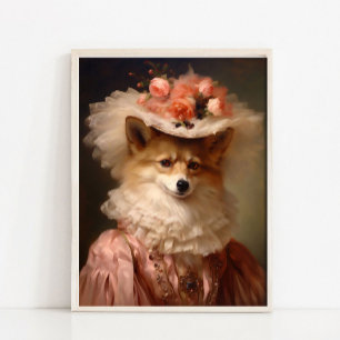 Dame Vos Vintage Portret Kunstprint, Renaissance  Poster
