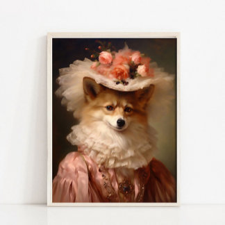 Dame Vos Vintage Portret Kunstprint, Renaissance  Poster