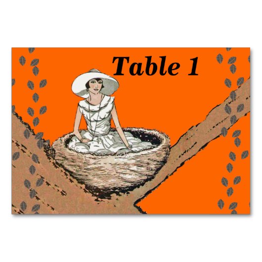 Dame White Dress Bird Nest Leaves Kaart (Voorkant)