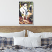 Dame wit paard middeleeuwse ridder schilderen canvas afdruk (Insitu (Slaapkamer))