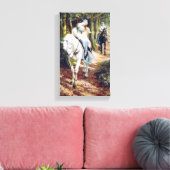 Dame wit paard middeleeuwse ridder schilderen canvas afdruk (Insitu (Woonkamer))