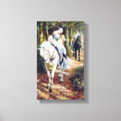 Dame wit paard middeleeuwse ridder schilderen canvas afdruk (Voorkant)