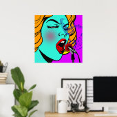 Dame zingt de blauwe ogen poster (Thuiskantoor)