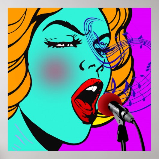 Dame zingt de blauwe ogen poster (Voorkant)