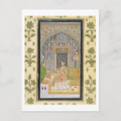 Dame zit in een paviljoen met verzorgers, van briefkaart (Voorkant)