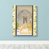 Dame zit in een paviljoen met verzorgers, van canvas afdruk (Insitu (Houten vloer))