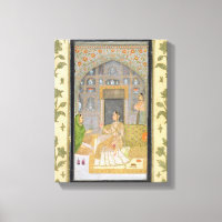 Dame zit in een paviljoen met verzorgers, van