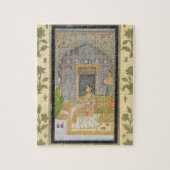 Dame zit in een paviljoen met verzorgers, van legpuzzel (Verticaal)