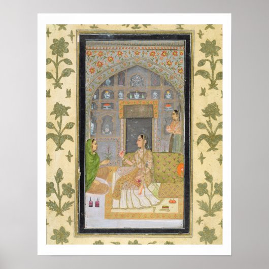 Dame zit in een paviljoen met verzorgers, van poster (Voorkant)