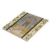 Dame zit in een paviljoen met verzorgers, van tegeltje (Zijkant)