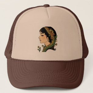 Damehoed met drakenhaar Perzische fantasiekunstp Trucker Pet