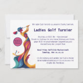 Damengolf, Silhouette, bunt, perfekter Schwung, Save The Date (Voorkant)