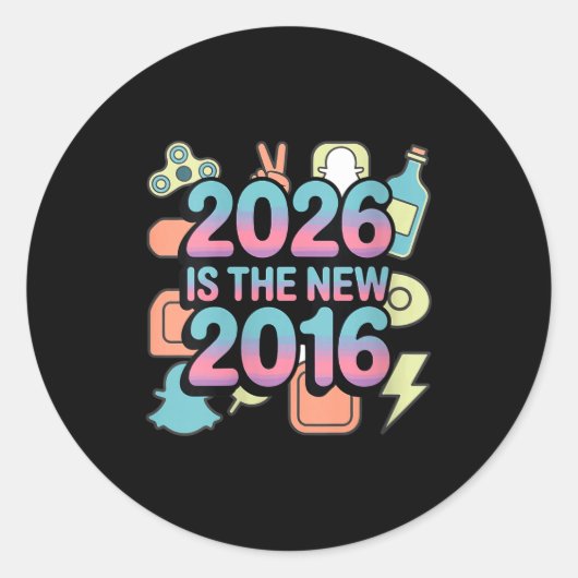 Dames 2016 Retro Nostalgie V Ronde Sticker (Voorkant)