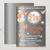 Dames 21e uitnodiging van de Birthday Party (Voorkant / Achterkant)