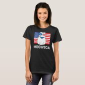 Dames 4 juli Amerikaanse vlag Cute Kat T-shirt (Voorkant volledig)