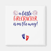 Dames 4 juli zwangerschapsaankondiging T-shirt Co Magneet (Voorkant)