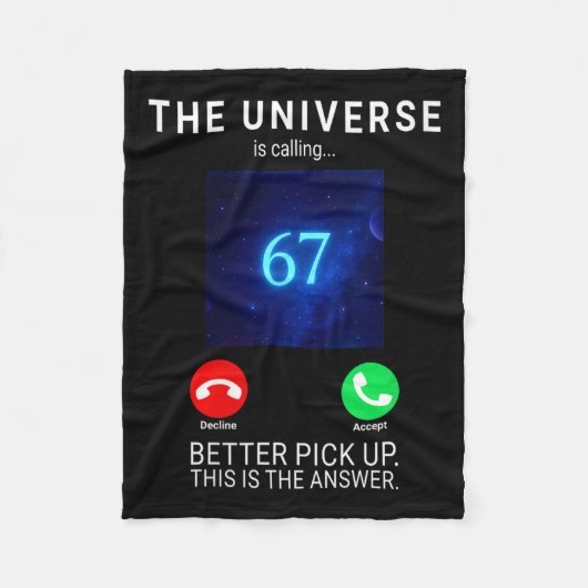 Dames 67 Meme Het Universum Roept V-hals Fleece Deken (Voorkant)