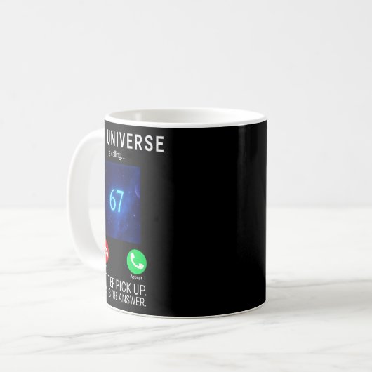 Dames 67 Meme Het Universum Roept V-hals Koffiemok (Voorkant links)
