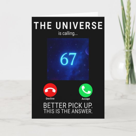 Dames 67 Meme Het Universum Roept V-neck  Kaart (Voorkant)