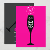 Dames 75e verjaardag uitnodiging - Cheers! Hot Mam (Voorkant / Achterkant)