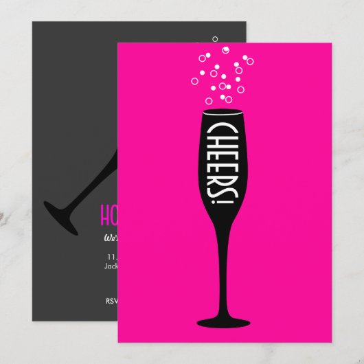 Dames 75e verjaardag uitnodiging - Cheers! Hot Mam (Voorkant / Achterkant)