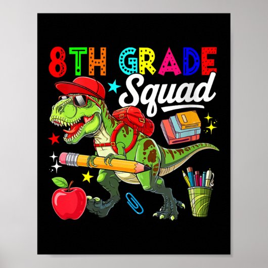 Dames 8e klas squad terug naar school T-rex Sungle Poster (Voorkant)