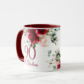 Dames 90ste verjaardag bloemenmok mok (Voorkant links)